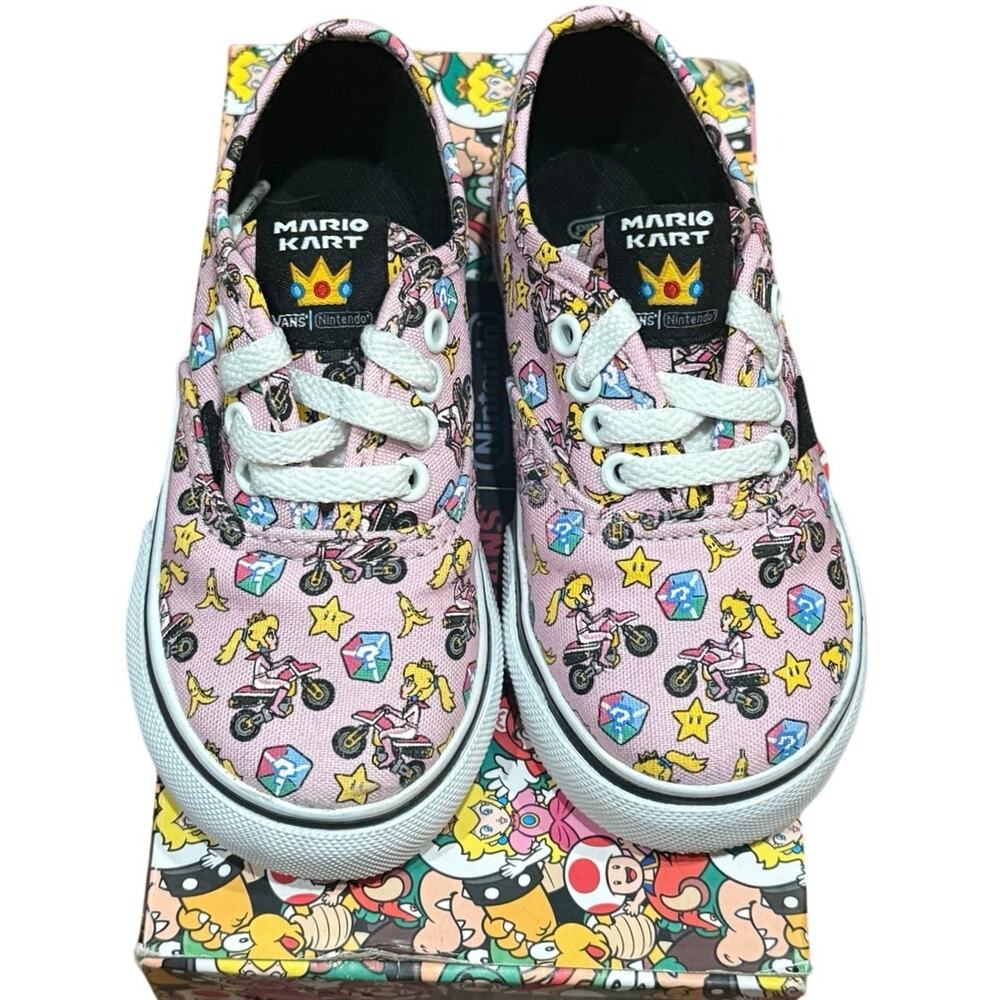 Vans x Nintendo Mario Kart Princess Peach Sneakers Toddler 7C Box Rare Collab
